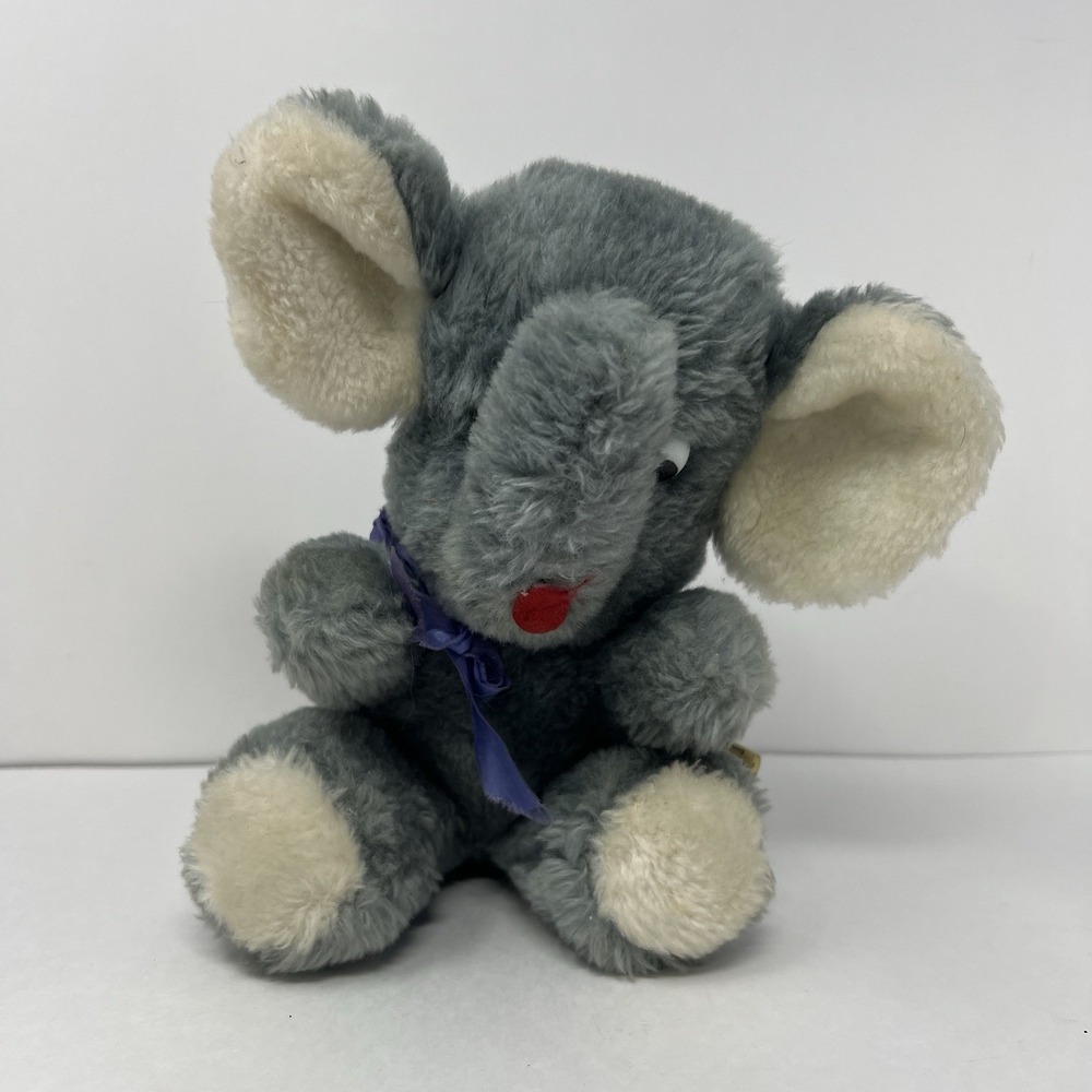 Vintage Walmart Gray Elephant Plush Stuffed Animal 8‎ Inch Soft Collectible Toy